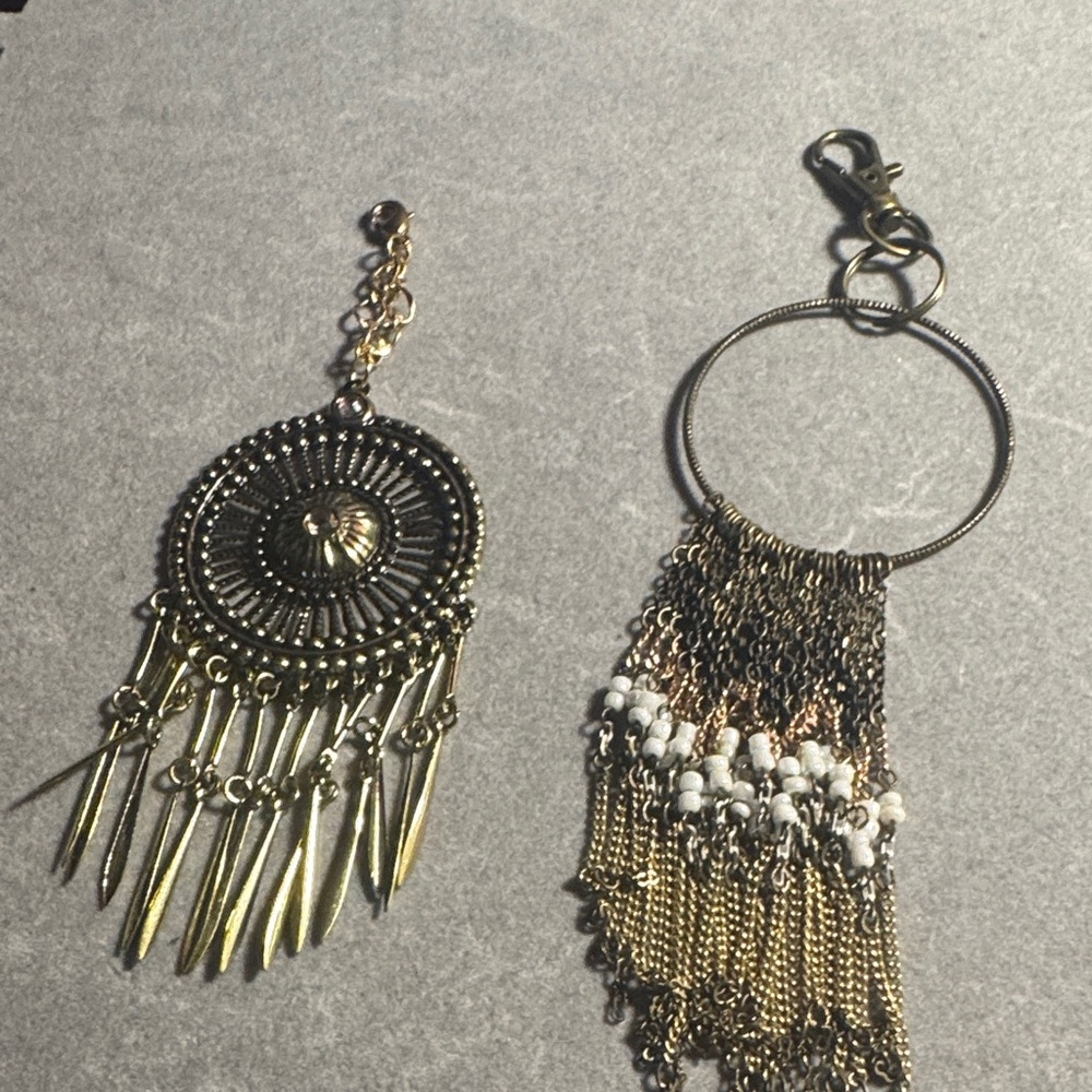Gold-Tone Boho Fringe Pendant Purse Charms
